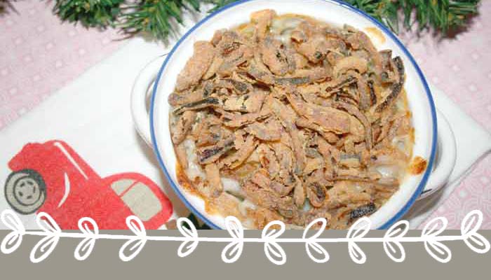 Gluten Free Green Bean Casserole with Homemade Onion Topping