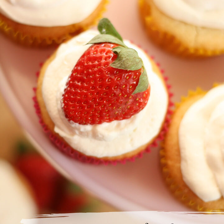 These delicious gluten free strawberries and cream filled cupcakes will be the perfect addition to any Spring or Summer gather, especially a Mother's Day dessert! gluten free cupcakes | gluten free strawberry cupcakes | gluten free filled cupcakes | Spring gluten free cupcakes | Summer gluten free cupcakes | gluten free mothers day dessert #glutenfree