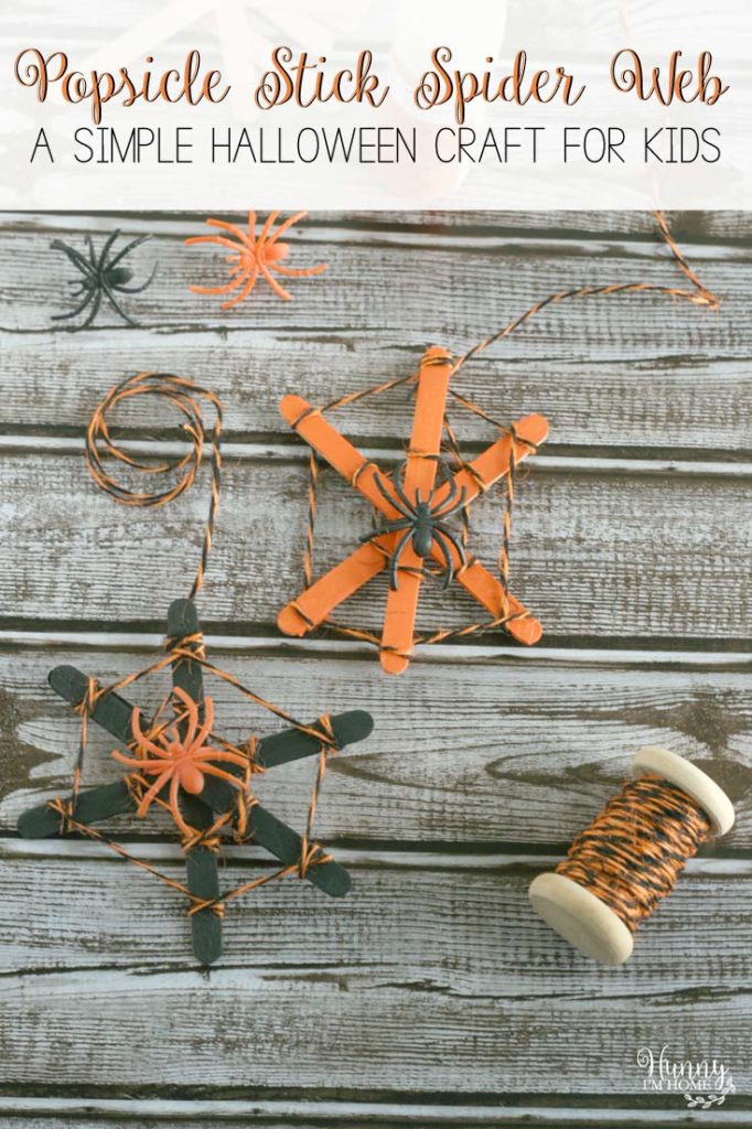 Have fun making this Halloween craft for kids - a popsicle stick spider web from Hunny I'm Home DIY | Halloween crafts for kids | Halloween crafts for toddlers | Halloween craft for toddlers | Halloween crafts DIY | spider web craft | spider web craft preschool | spider web craft DIY | spider web craft for kids | spiderweb craft sticks | spiderweb craft preschool | spiderweb preschool craft #Halloween #craftsforkids