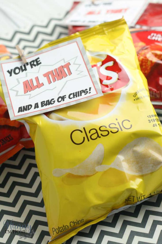This bag of chips valentine printable is so cool -- and they're super easy DIY valentine cards for school and DIY valentine cards for kids. And did I mention they're free printable valentine cards! #freeprintable #free #valentinesday #printable