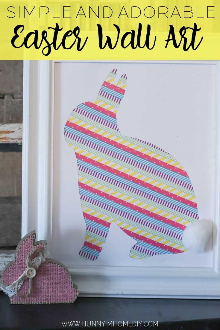 This washi tape wall art is the perfect DIY Easter decor. If you're searching for DIY Easter decorations you have to check out this cute Easter bunny crafts. You'll love how simple these washi tape crafts are to make! Washi tape ideas are the perfect way to add Easter decorations DIY to your home this holiday. #Easter #Easterbunny #DIY