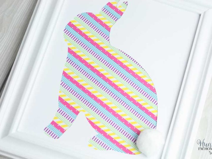 This washi tape wall art is the perfect DIY Easter decor. If you're searching for DIY Easter decorations you have to check out this cute Easter bunny crafts. You'll love how simple these washi tape crafts are to make! Washi tape ideas are the perfect way to add Easter decorations DIY to your home this holiday. #Easter #Easterbunny #DIY