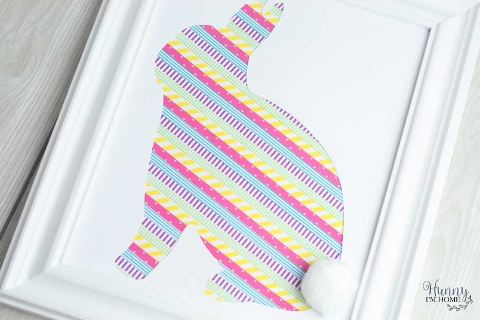 This washi tape wall art is the perfect DIY Easter decor. If you're searching for DIY Easter decorations you have to check out this cute Easter bunny crafts. You'll love how simple these washi tape crafts are to make! Washi tape ideas are the perfect way to add Easter decorations DIY to your home this holiday. #Easter #Easterbunny #DIY