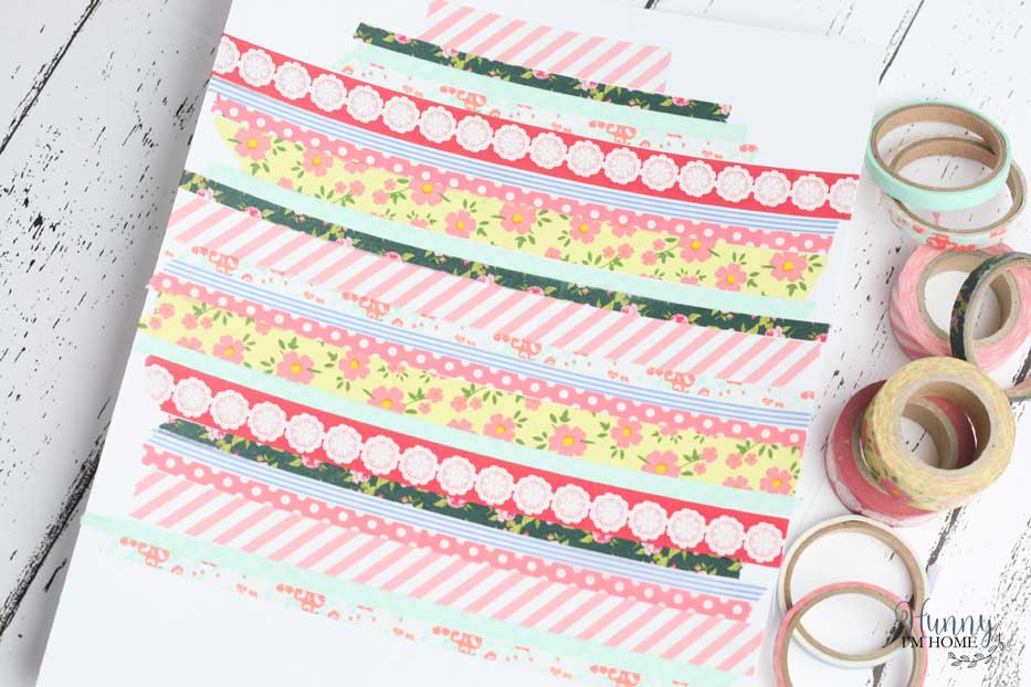 This washi tape wall art is perfect for your list of spring craft ideas! If you're searching for washi tape crafts or washi tape ideas, check out this DIY spring wall art because it comes with a free printable wall art template. It's perfect for DIY spring farmhouse decor and washi tape craft decor. #DIY #crafts #washitape #farmhouse #freeprintable