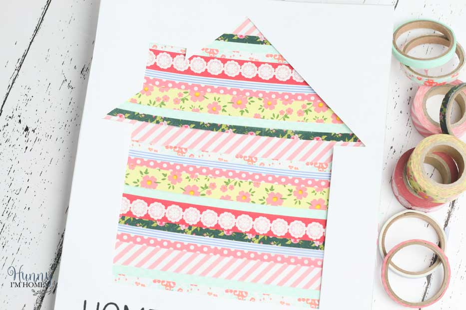This washi tape wall art is perfect for your list of spring craft ideas! If you're searching for washi tape crafts or washi tape ideas, check out this DIY spring wall art because it comes with a free printable wall art template. It's perfect for DIY spring farmhouse decor and washi tape craft decor. #DIY #crafts #washitape #farmhouse #freeprintable