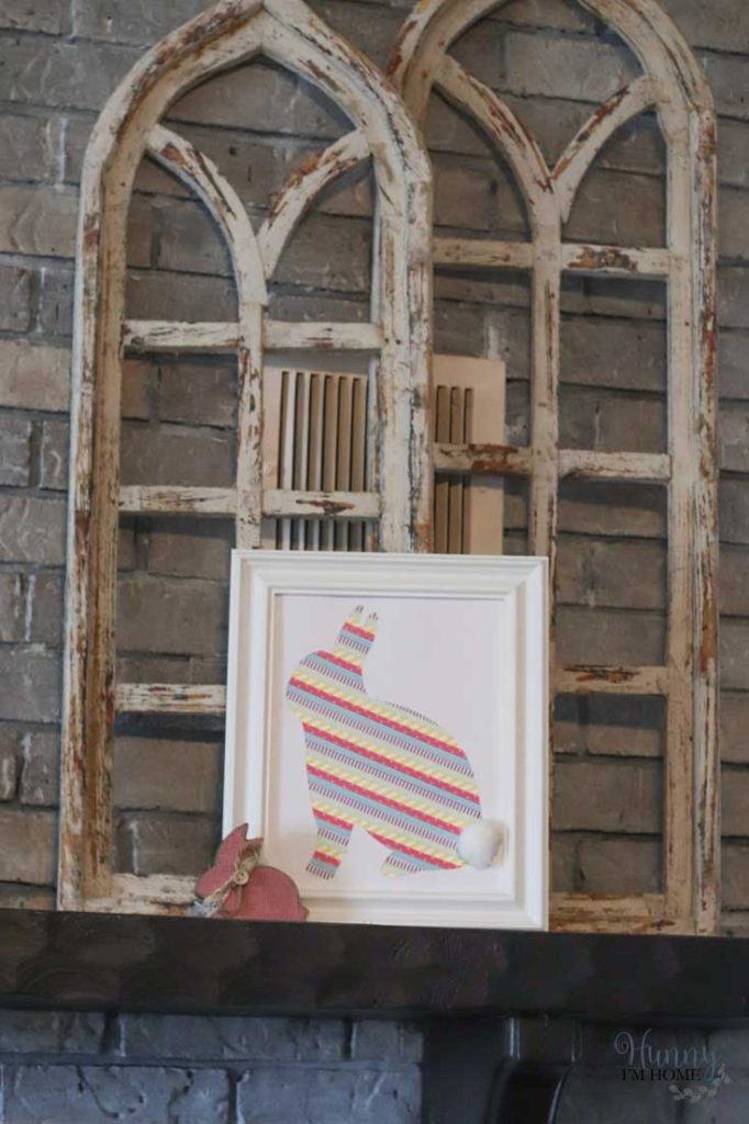 This washi tape wall art is the perfect DIY Easter decor. If you're searching for DIY Easter decorations you have to check out this cute Easter bunny crafts. You'll love how simple these washi tape crafts are to make! Washi tape ideas are the perfect way to add Easter decorations DIY to your home this holiday. #Easter #Easterbunny #DIY