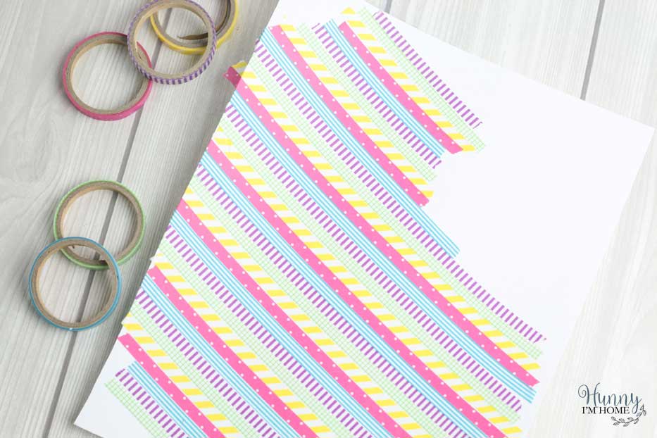 This washi tape wall art is the perfect DIY Easter decor. If you're searching for DIY Easter decorations you have to check out this cute Easter bunny crafts. You'll love how simple these washi tape crafts are to make! Washi tape ideas are the perfect way to add Easter decorations DIY to your home this holiday. #Easter #Easterbunny #DIY