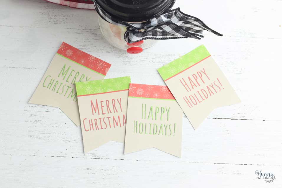 Print gift tags for DIY Christmas gift in a mason jar