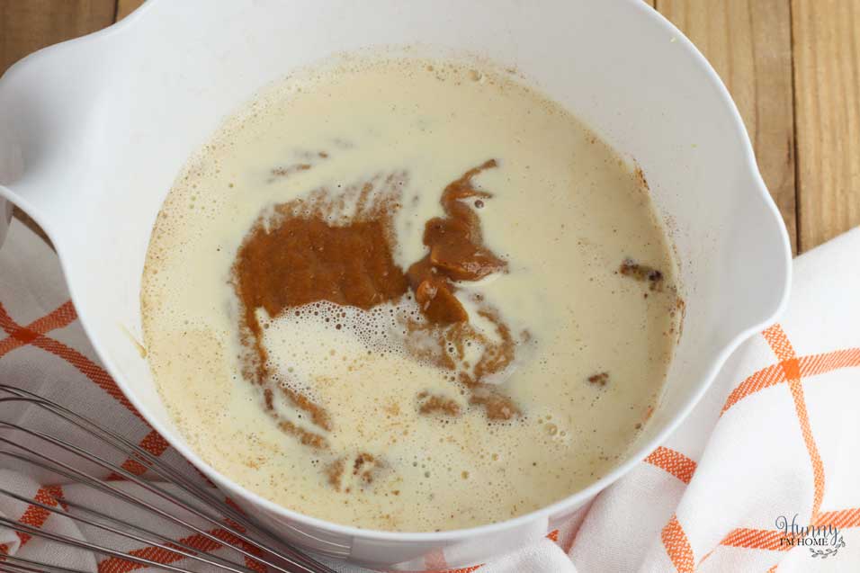 Add milk to gluten free pumpkin pie