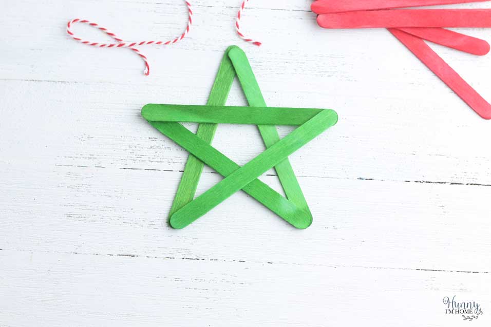 Popsicle stick star christmas ornament