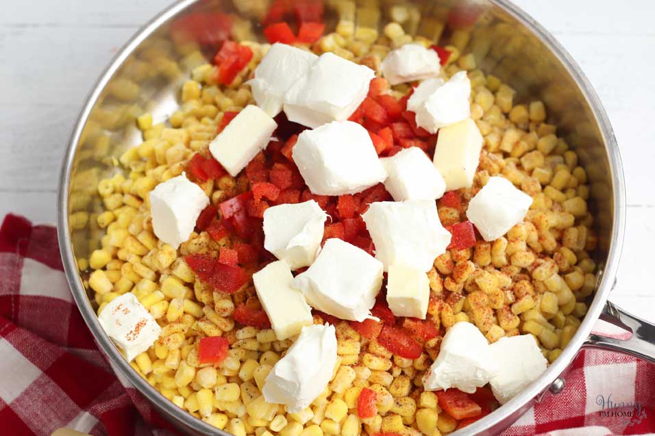 Add cream cheese to corn casserole