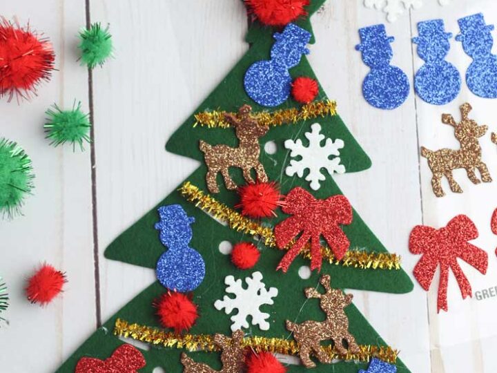 Finished felt Christmas tree craft for toddlers