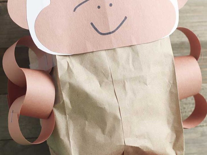 Finished paper bag monkey craft for preschoolers