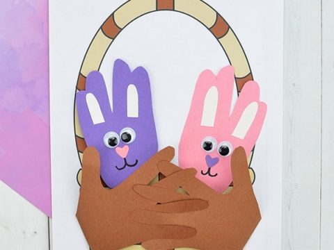 Image for Make Adorable Paper Easter Bunnies in a Basket – Free Easter Basket Printable!