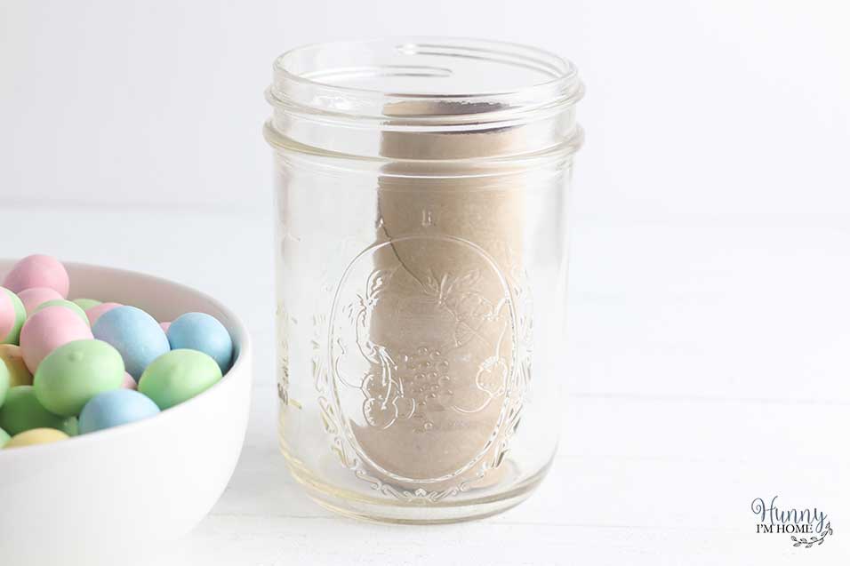 Toilet paper roll in jar