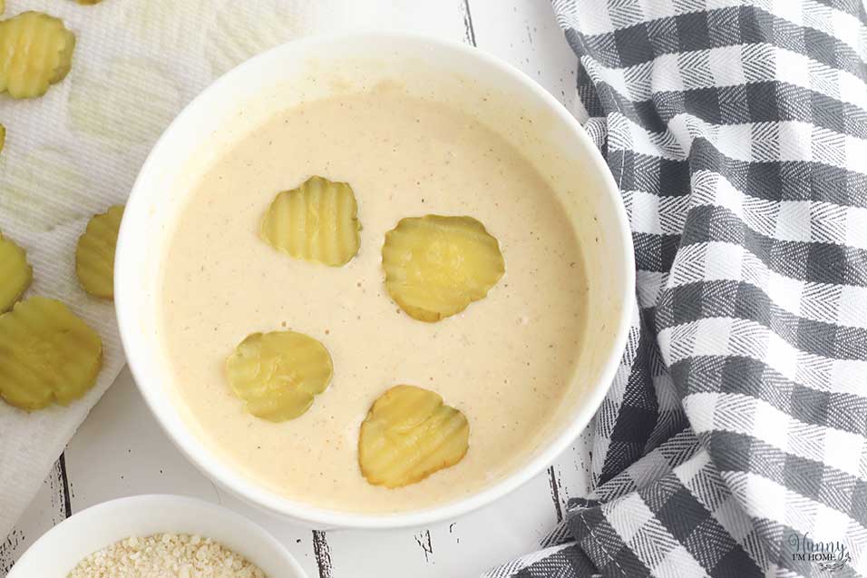 Dip pickles in batter