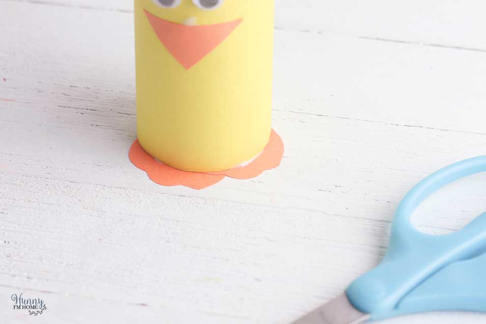 Glue feet on ducky craft