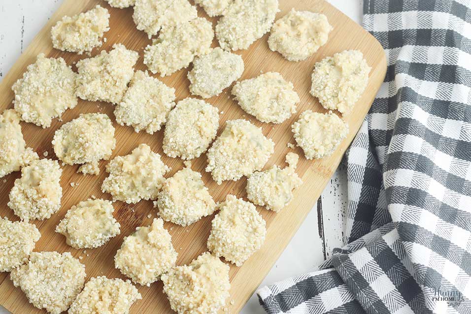 Let the gluten free fried pickles rest