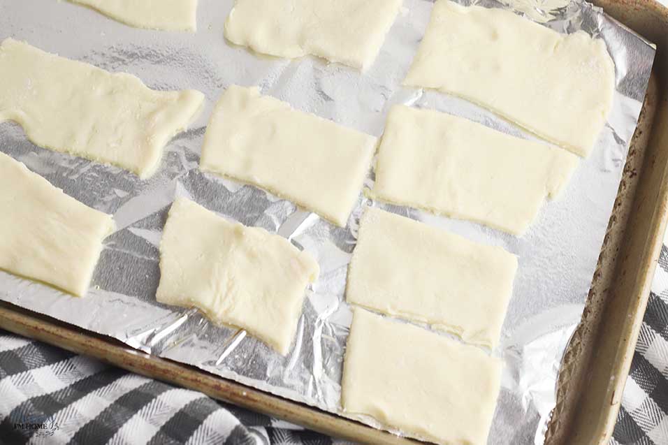 Shape the dough for homemade gluten free pizza rolls