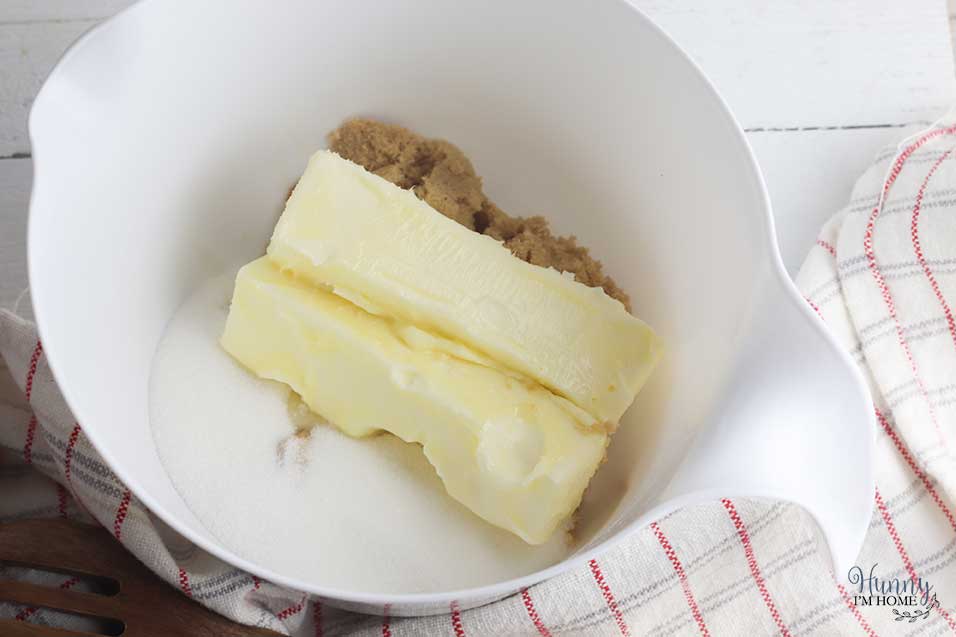 Beat butter and sugar for gluten free chocolate chip cookie recipe