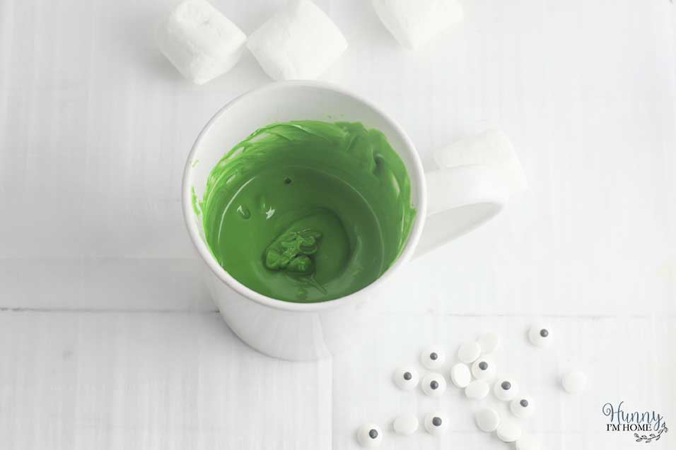 Melt green chocolate
