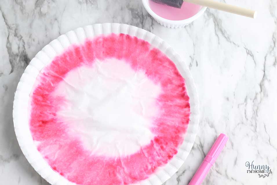 Paint water on the coffee filter flowers