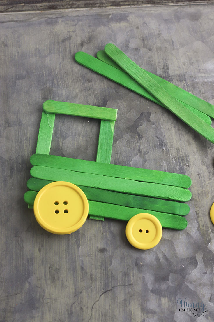Popsicle Stick Tractor Preschool Farm Craft