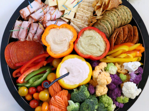 Image for Gluten-free Veggie, Meat, and Cheese Tray with Sour Cream Taco Dip