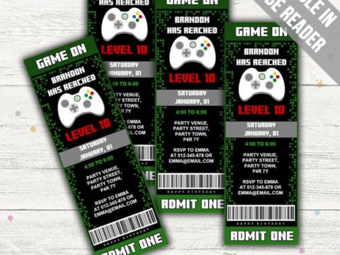 Image for Video Game Ticket Invitations 