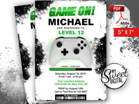 Image for Instant Download Gamer Invitation