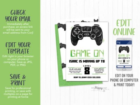 Image for Printable Video Game Party Invitation 