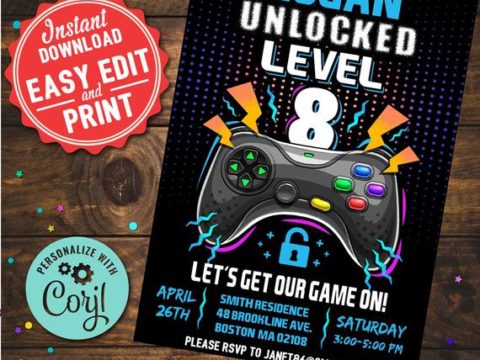 Image for Video Game Level Unlocked Party Invitation 