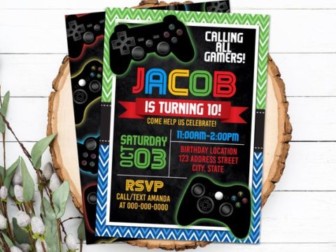 Image for Editable Video Game Birthday Invitation