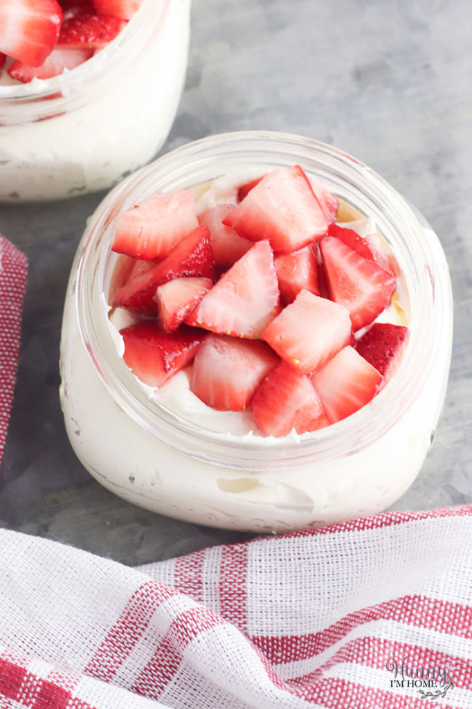 Strawberry cheesecake in a jar