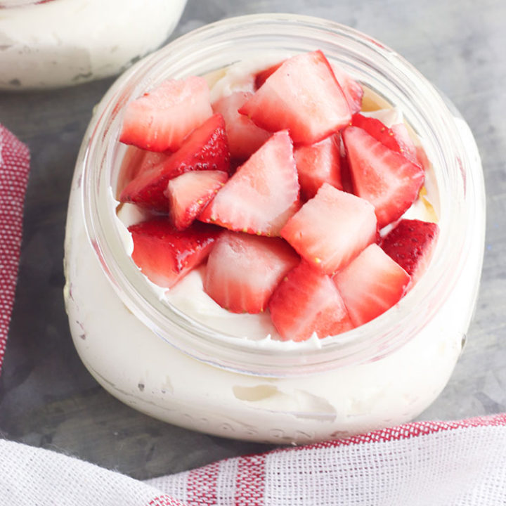Strawberry cheesecake in a jar