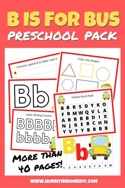 B is for Bus Letter B Preschool Pack