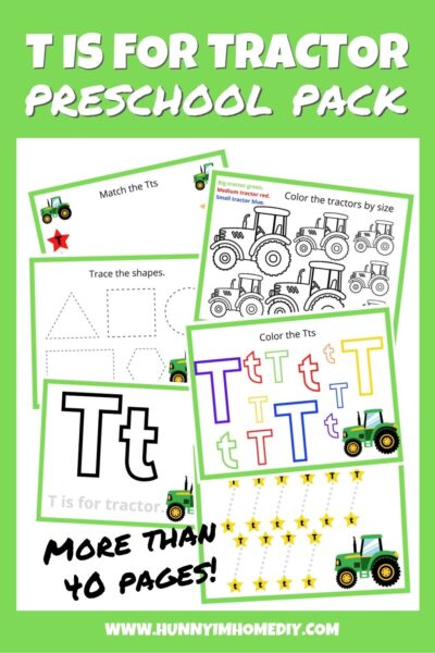 T is for tractor preschool pack