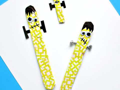 Image for Frankenstein Tape Popsicle Stick Kids Craft - Crafty Morning