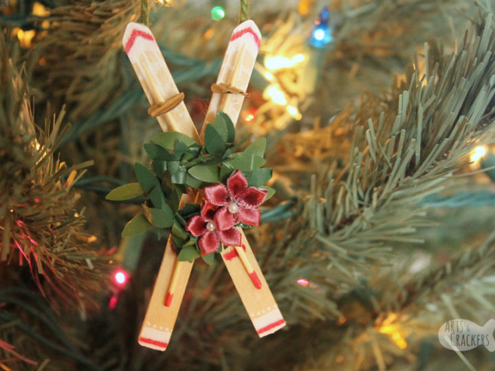 Image for DIY Craft Stick Snow Ski Ornament Adult or Kid-Made Craft