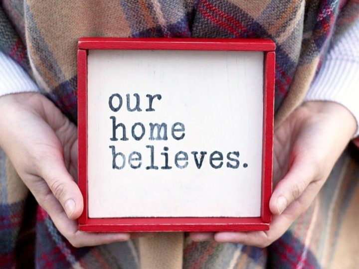 Image for Rustic ‘Our Home Believes’ Christmas Sign