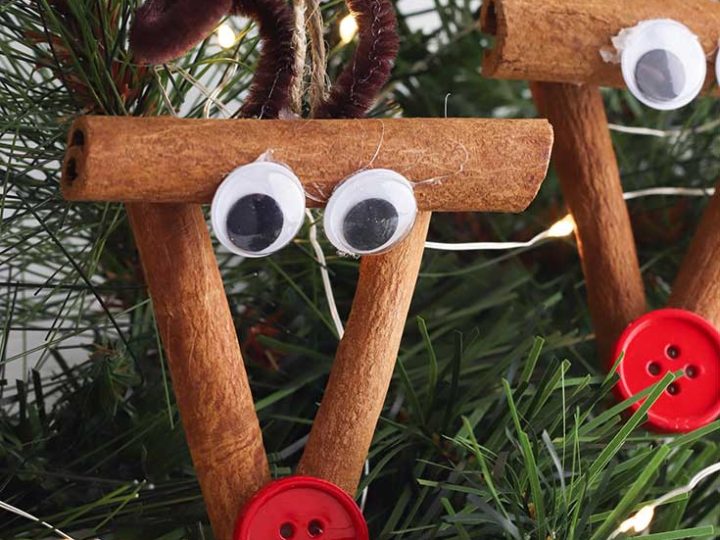 reindeer cinnamon stick ornament craft for kids
