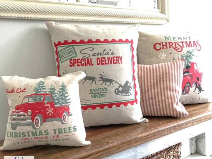Image for DIY No Sew Christmas Pillows from a Canvas Gift Bag