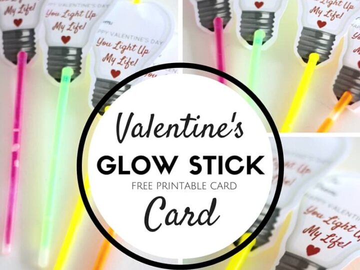 Image for Glow Stick Valentine Candy Free Card for Kids