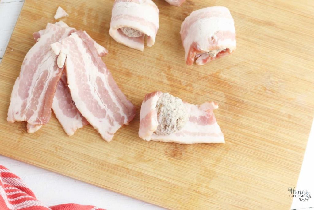 bacon wrapped BBQ meatballs