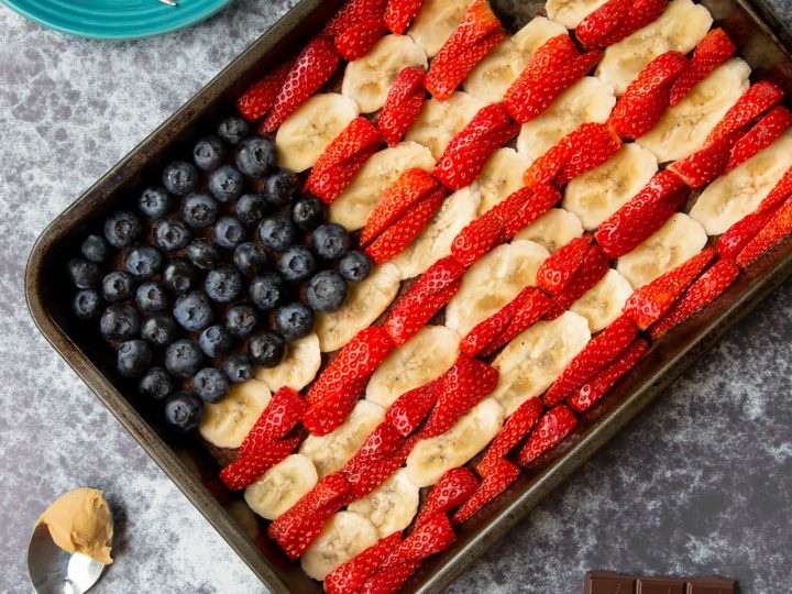 Image for 4th July brownie flag with peanut butter and fruit