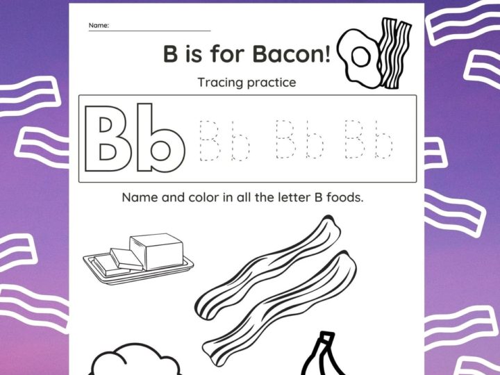 Image for B is for Bacon Printable Worksheet
