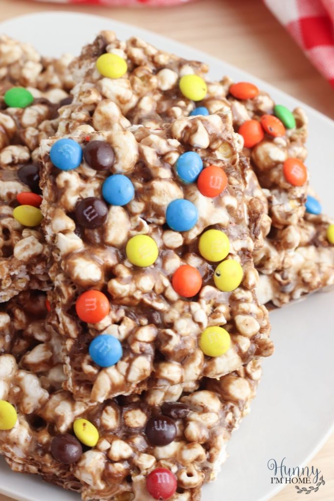 Popcorn bars with m&ms