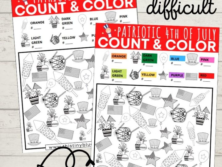 Image for Free Printable 4th of July Patriotic Count and Color Game For Kids