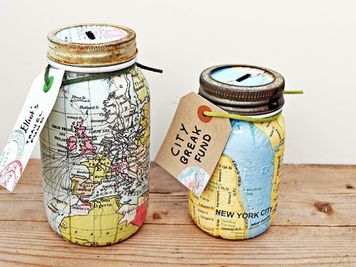 Image for Map Mason Jar Bank 