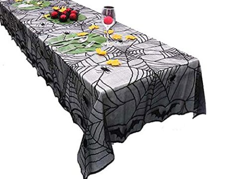 Image for Gothic Black Lace Spider Web Table Cover 